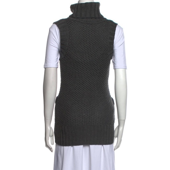 Magaschoni Merino Wool Mock Neck Sleeveless Sweater in Brown - Picture 4 of 6